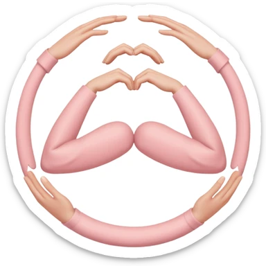 Two stylized arms forming a soft circle, as if hugging an invisible person. Warm pastel palette, minimal details. sticker