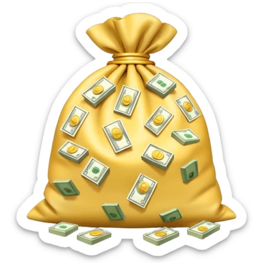Luxury 3D emoji, overflowing money bag, stacks of cash, premium lighting, rich glossy look, ultra clean, transparent background


 sticker