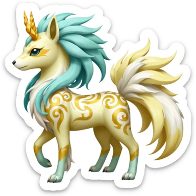 Tropical Tiny Marked Patterned Tribal Shiny Albino Painted Oriental Asian Patterned Tropical Exotic Toxic Suicune-Meloetta-Solgaleo-Rapidash-Arcanine-Absol-fusion-hybrid-creature (full body) sticker