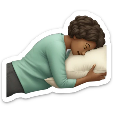 a woman huming a pillow sticker