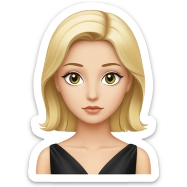 Luxury blonde model, hazel eyes, sleek hair, black silk gown sticker