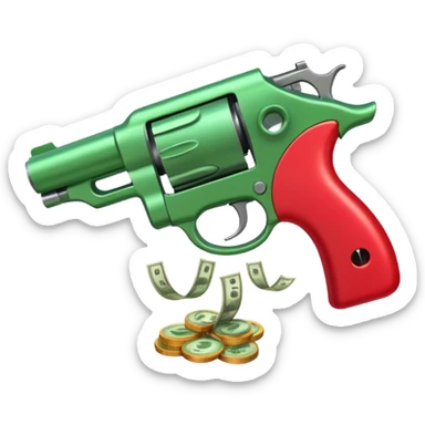 Dollars are pouring out of a red TikTok money-spinning gun sticker