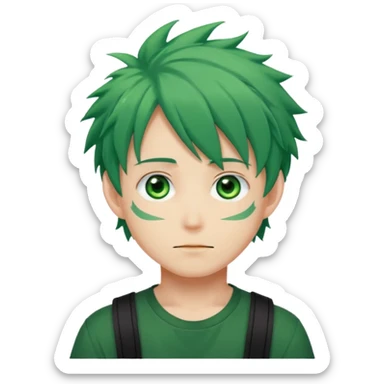 deku : boy anmie green hair green eyes sticker