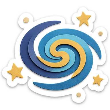 milky way galaxy with layered paper look and stars in paper craft style sticker