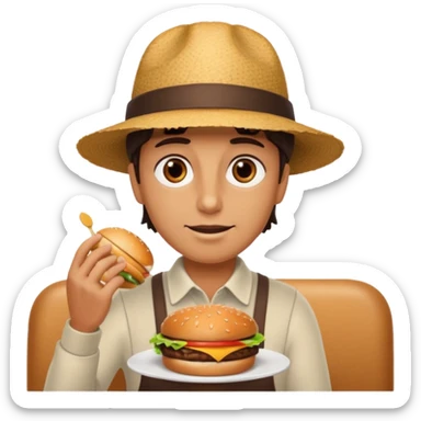 ordering a hamburguer on a restaurant sticker