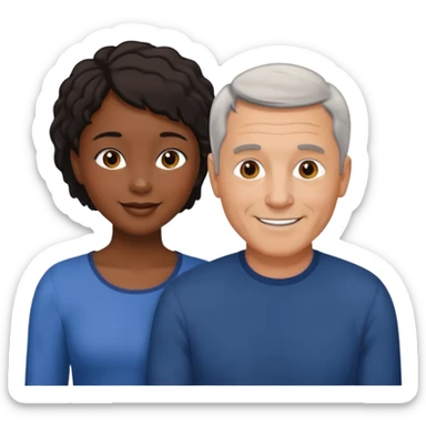 mixte couple black girl  with short hair , dark haired older white man sticker