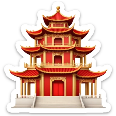 Abstract Chinese architecture symbol, conceptual design, iconic representation sticker