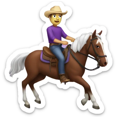 guys horseback riding eggplant  sticker