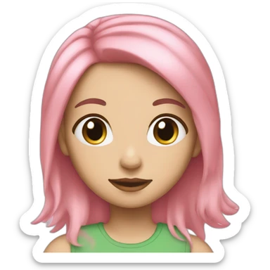White girl who has pink and green hair sticker
