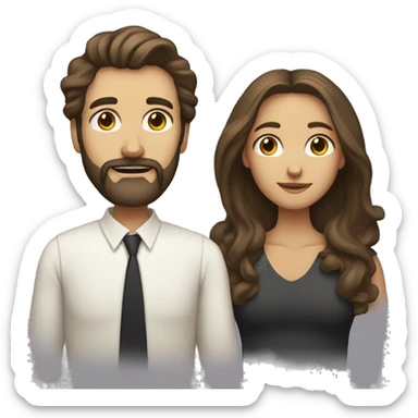 A man and woman joined into one person with a beard and feminine features and long hair  sticker
