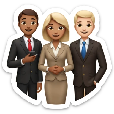 3 people business meeting circular crop sticker