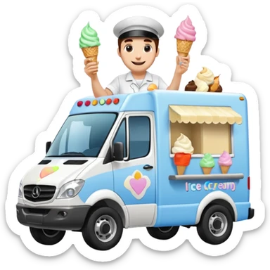 Sprinter van high roof delivery truck ice cream man sticker