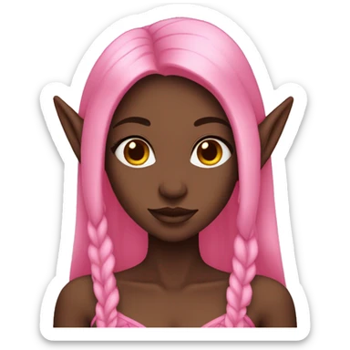 dark-skinned elf girl with long pink hair sticker