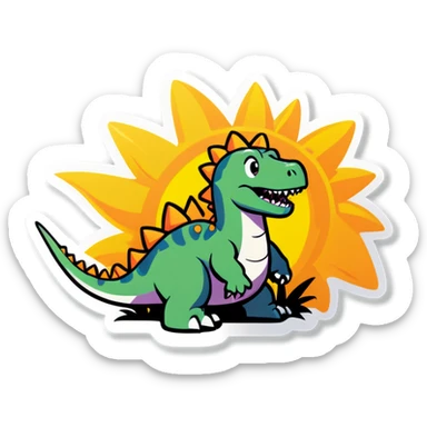 Dinosaur sun bathing sticker