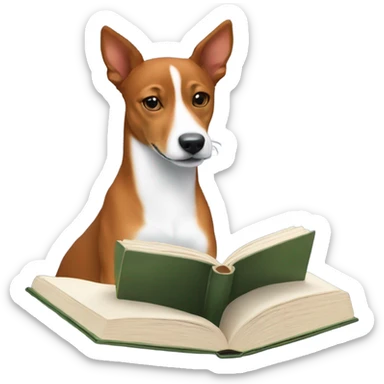 Basenji reading a book sticker