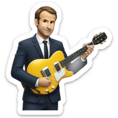 macron qui joue de la guitare électrique sticker