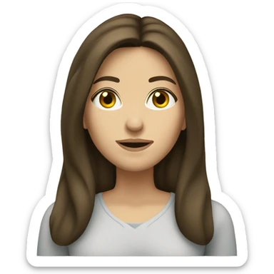 brunette caucasian woman with long hair, writing  sticker