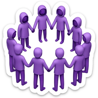 purple group without eyes and nose   holding handsin circle sticker