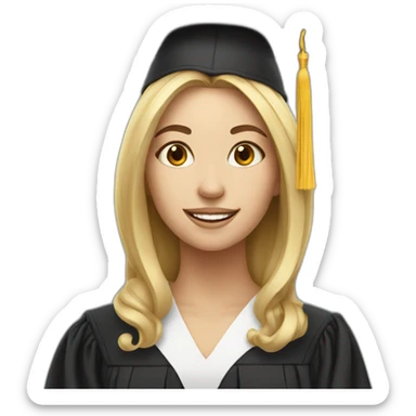white woman with a diploma sticker