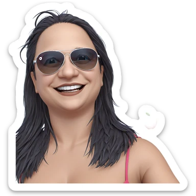 smiling girl with sunglasses sticker