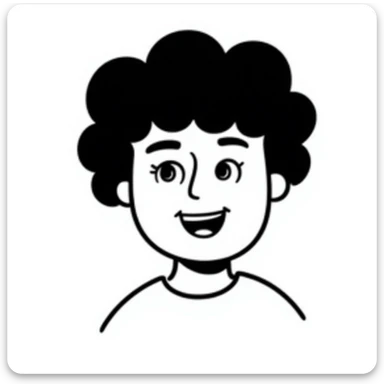 Simple hand-drawn afro hairstyle with a happy face sticker