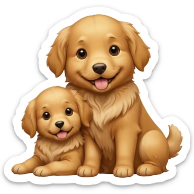 golden dog with its puppies sticker