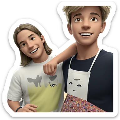 boys having fun indoors sticker