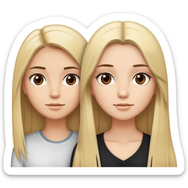 fille blonde et une brune cheuveux longt lisse yeux marron  sticker