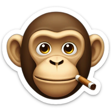 Create an emoji representing a monkey smoking a cigar sticker