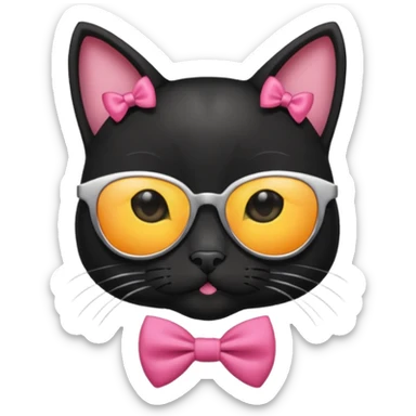 black cat with bowsblack cat with sunglasses sticker