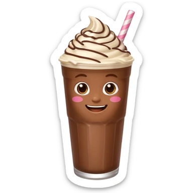 milkshake with a face, chocolate sticker