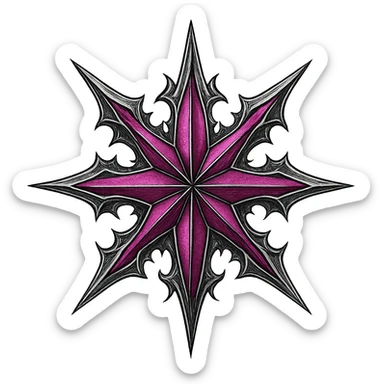 gothic star, pink and silver, dramatic and stylish sticker