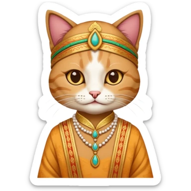 cat wearing indian clothes sticker