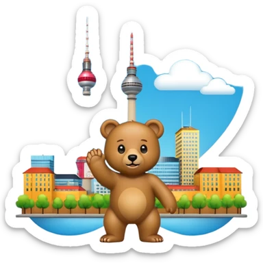 emoji of the Berlin Bear holding the Berlin TV Tower, no text sticker