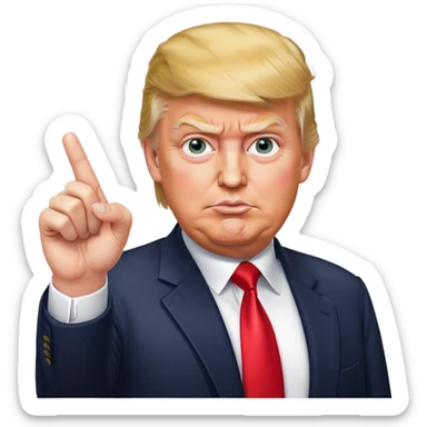 Super realistic Donald Trump pointing index finger up, realistic face sticker