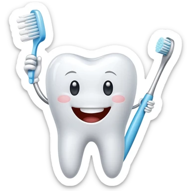 healthy and happy tooth with toothbrush sticker