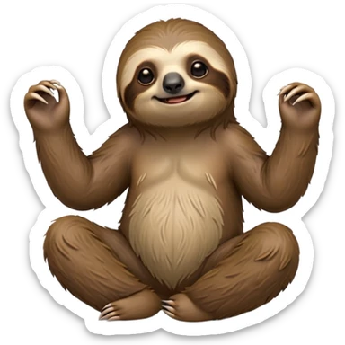 cinematic-sloth-realistic-full-body-sitting-emoji,-long-curved-claws-clinging,-thick-shaggy-brown-fur-slightly-ruffled,-head-tilted-dramatically,-slow-blinking-eyes-filled-with-serene-wisdom,-simplified-yet-realistic-focused-features,-highly-detailed,-glowing-with-an-almost-sarcastic-glow sticker