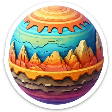 Planet separated into layers sticker