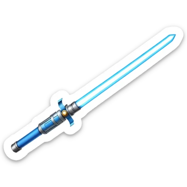 lightsaber with glowing blue blade and simple hilt sticker
