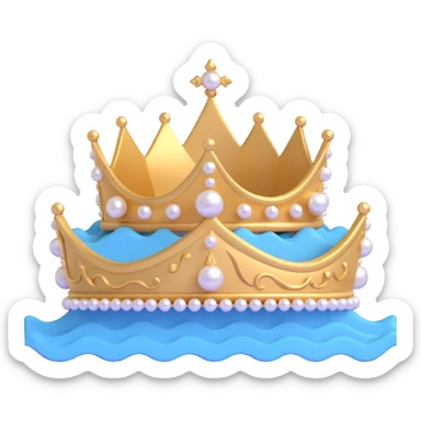ocean wave crown with pearls sticker