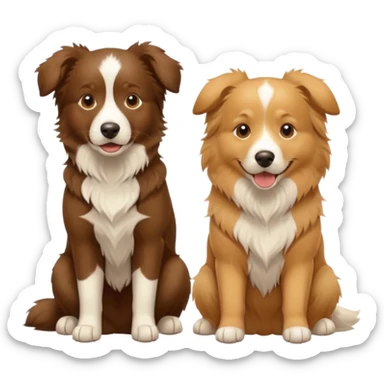Brown border collie and golden retriever sitting  sticker