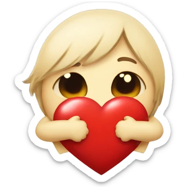 heart hugging heart sticker