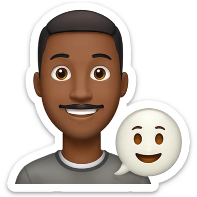 Đàn ông, đầu đinh, mặt dài, da đen cười tươi tóc đen, râu quai nón sticker