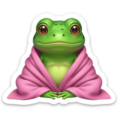 Frog in a pink blanket sticker