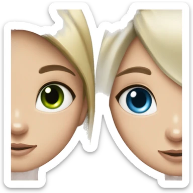 blue eyes grey kitten and green eyes blonde girl are friends sticker