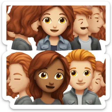 Brunette girl and red head boy kissing sticker