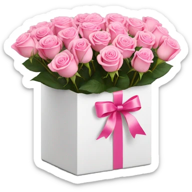 bouquet of pink 15 roses in a white box  sticker