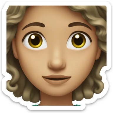 Girl with long wavy brown hair and dark green eyes  sticker