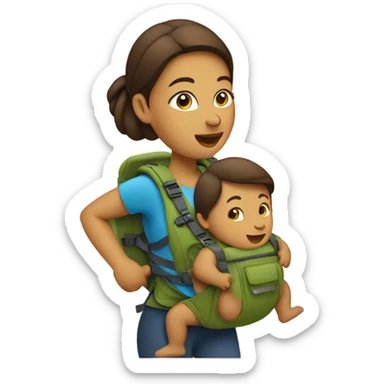 Woman hiking with a baby in carrier sticker