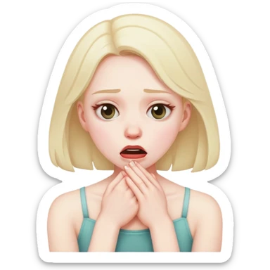 Girl pretending to choke herself sticker